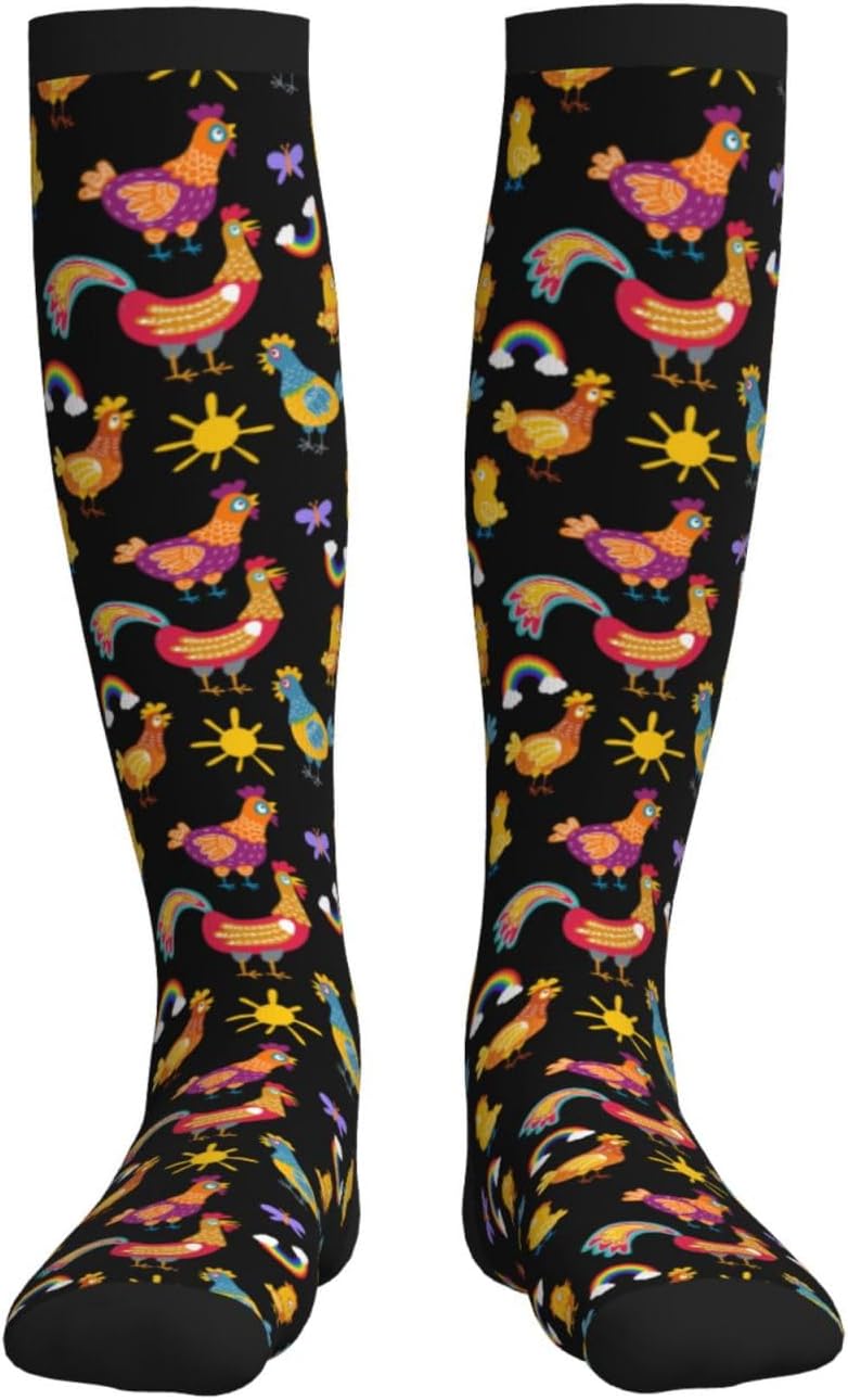 Figtihw Tie Dye Compression Socks Knee High Support Socks For Women Men Running Athletic Hiking - Image 3
